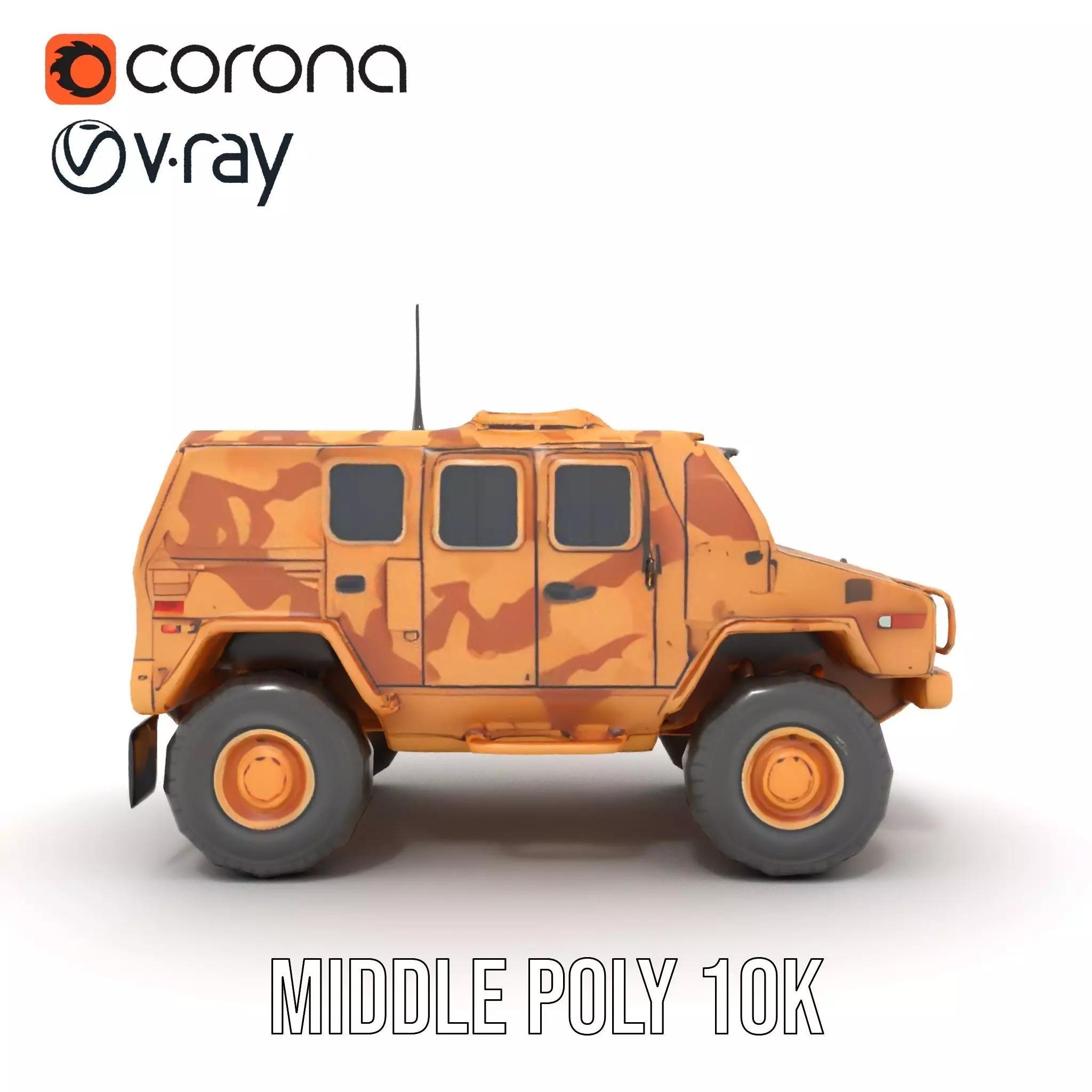Desert Camouflage Armored Vehicle model pack Low-poly 3D model_12