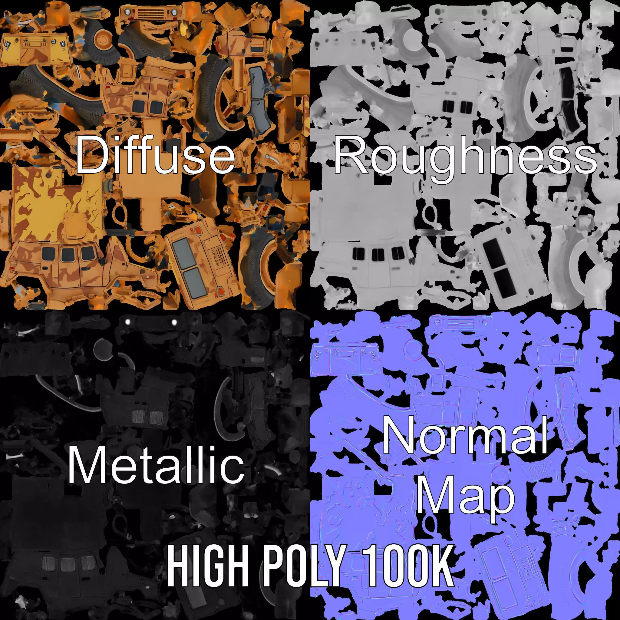 Desert Camouflage Armored Vehicle model pack Low-poly 3D model_4