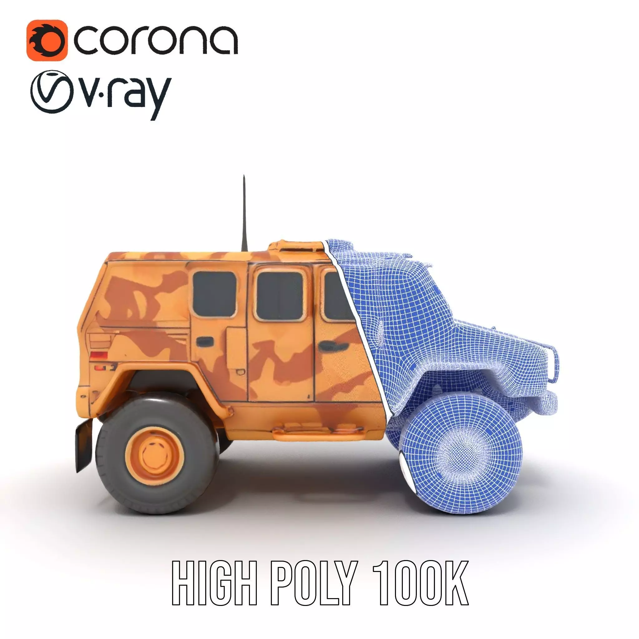 Desert Camouflage Armored Vehicle model pack Low-poly 3D model_35