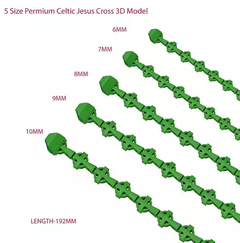 5 Size Permium Celtic Jesus Cross 3D Model 3D Model Collection