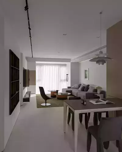 modern living and dining room interior 
