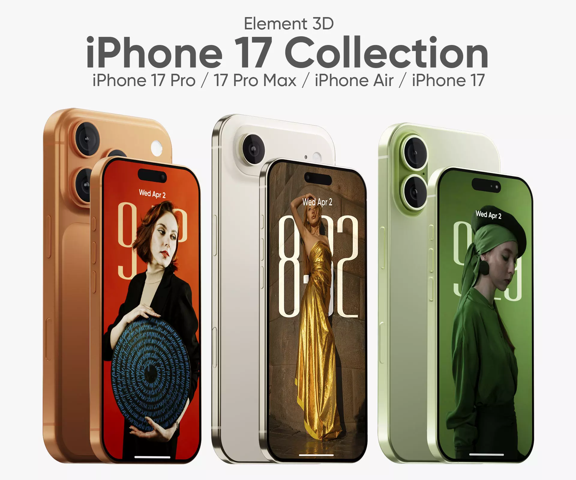 Element 3D iPhone 17 iPhone 17 Pro Max iPhone Air Collection 3D model