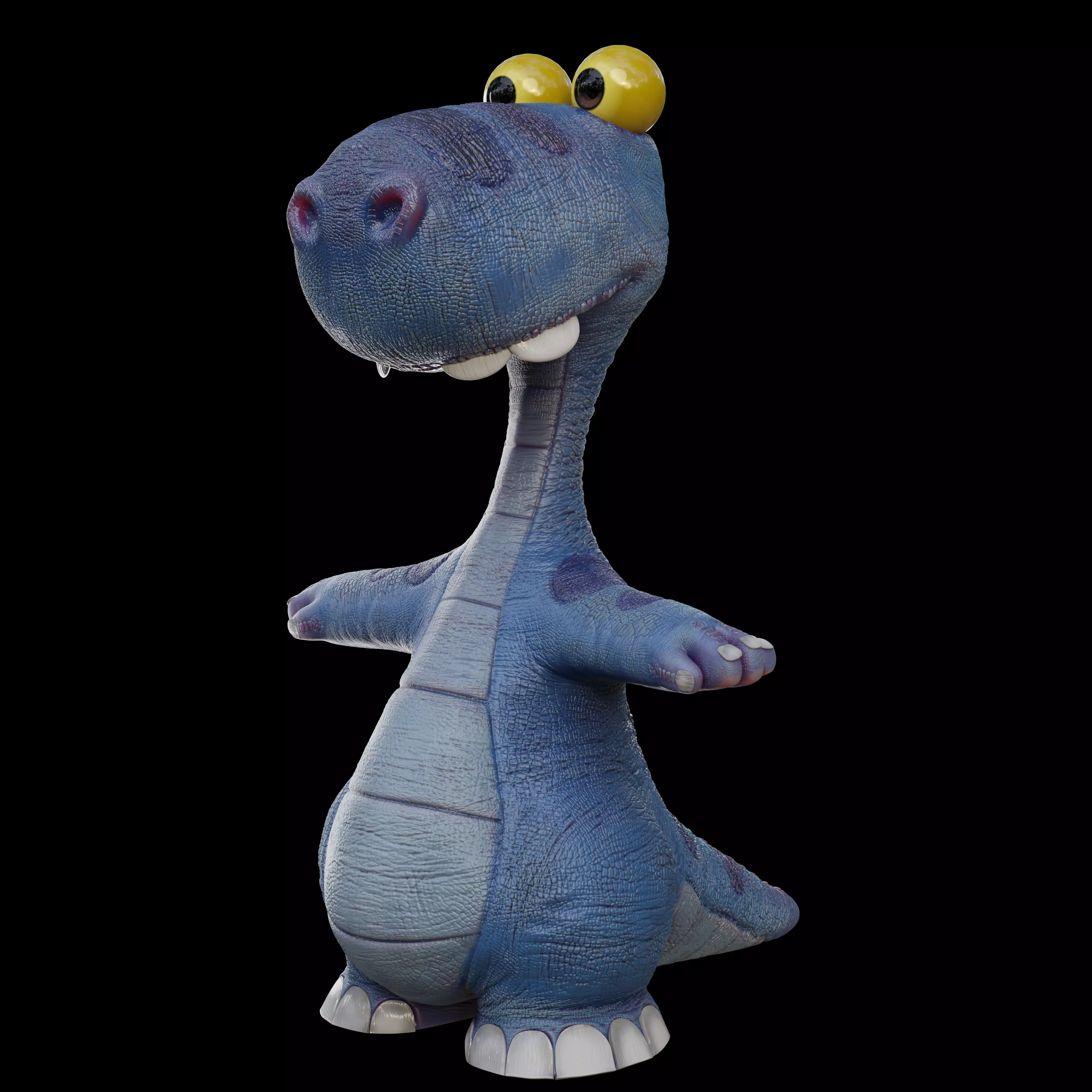 Cute cartoon dinosaur 3D model_0