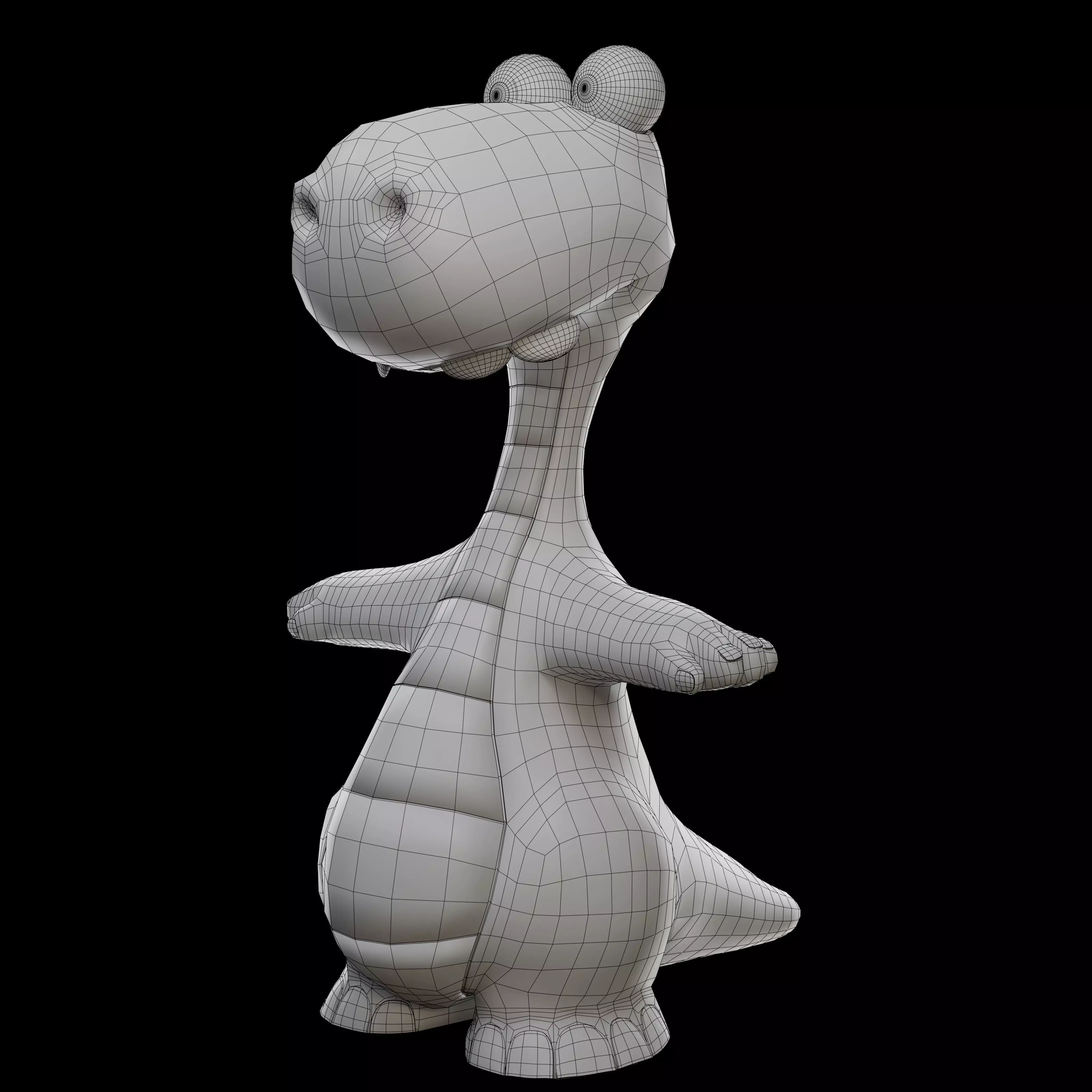 Cute cartoon dinosaur 3D model_12