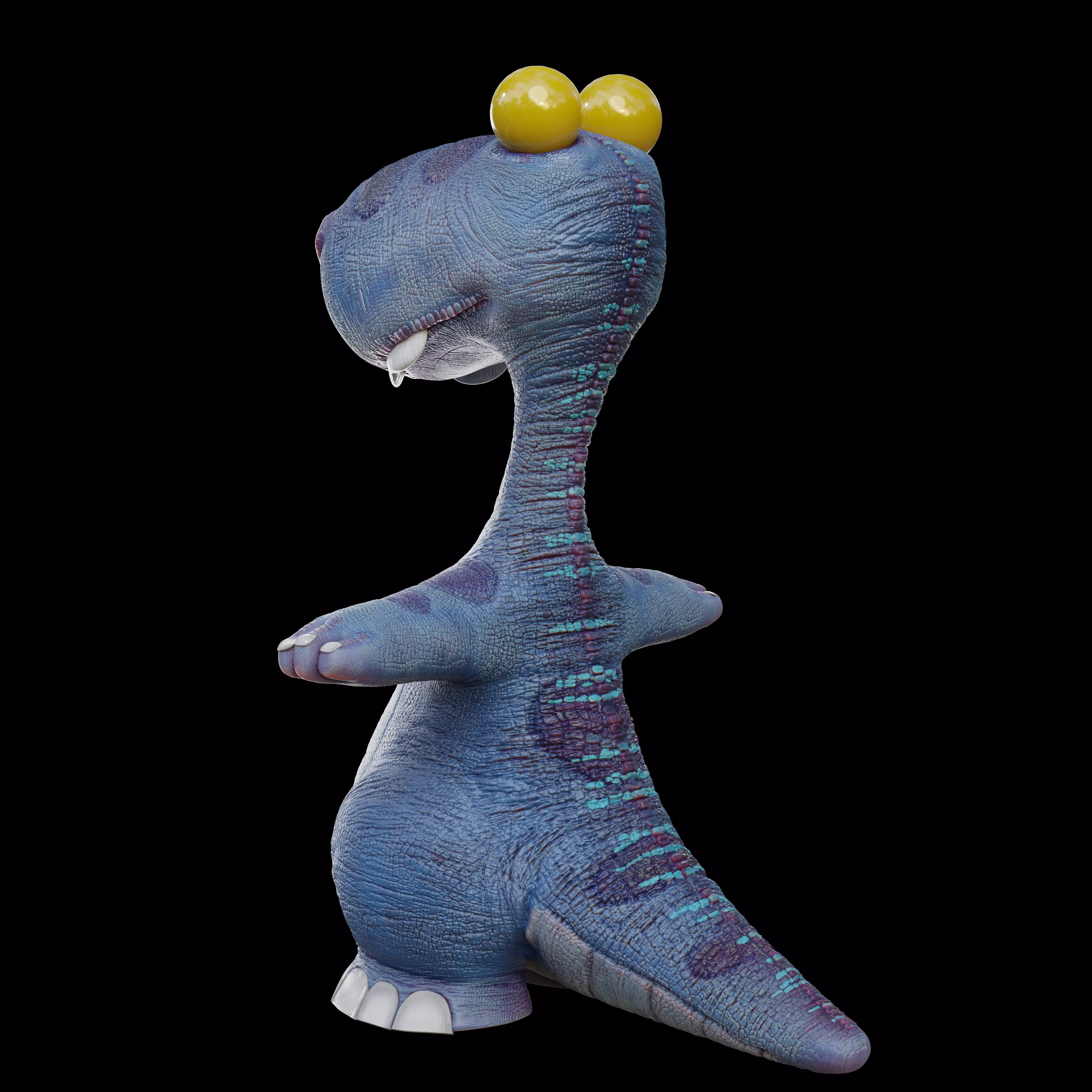 Cute cartoon dinosaur 3D model_1