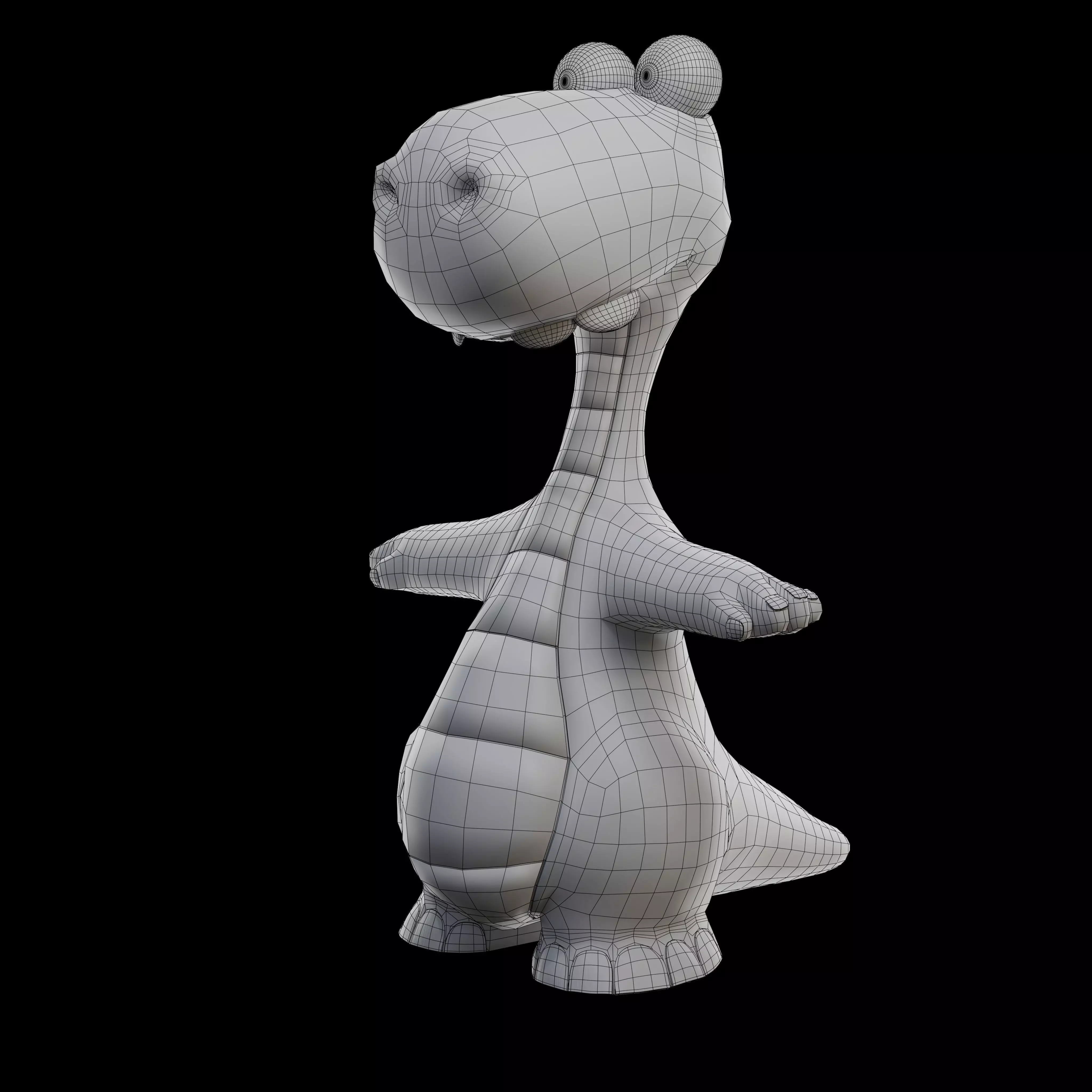 Cute cartoon dinosaur 3D model_16