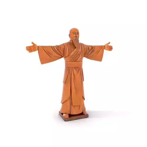 Serene Wooden Monk model pack