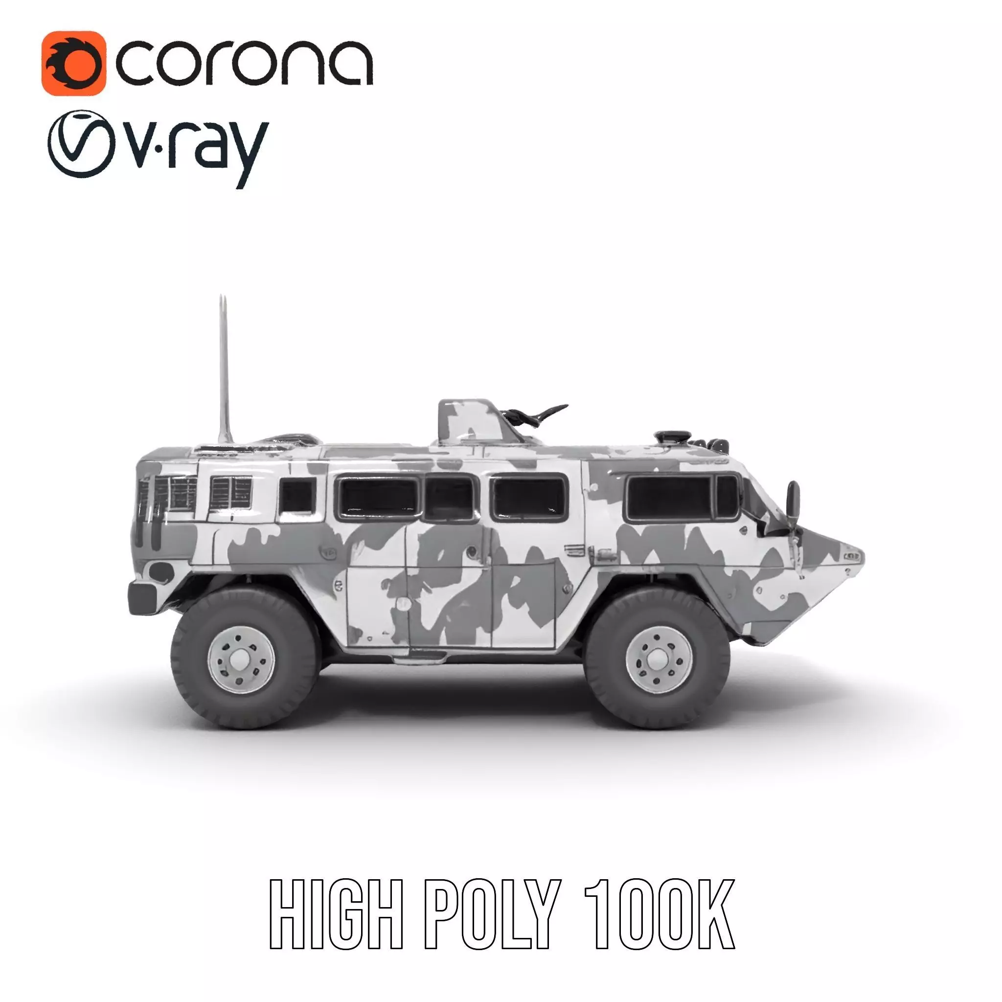 Camouflage Armored Vehicle model pack Low-poly 3D model_23
