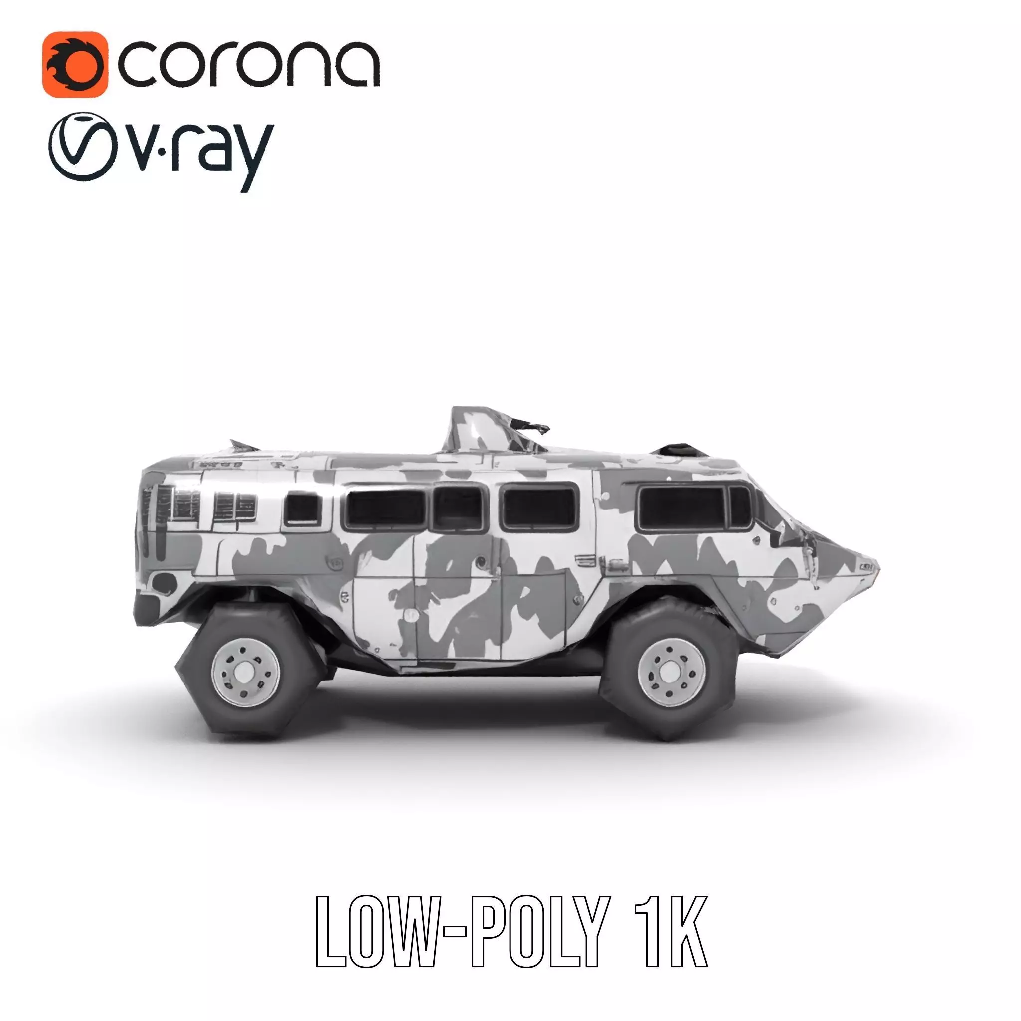 Camouflage Armored Vehicle model pack Low-poly 3D model_11