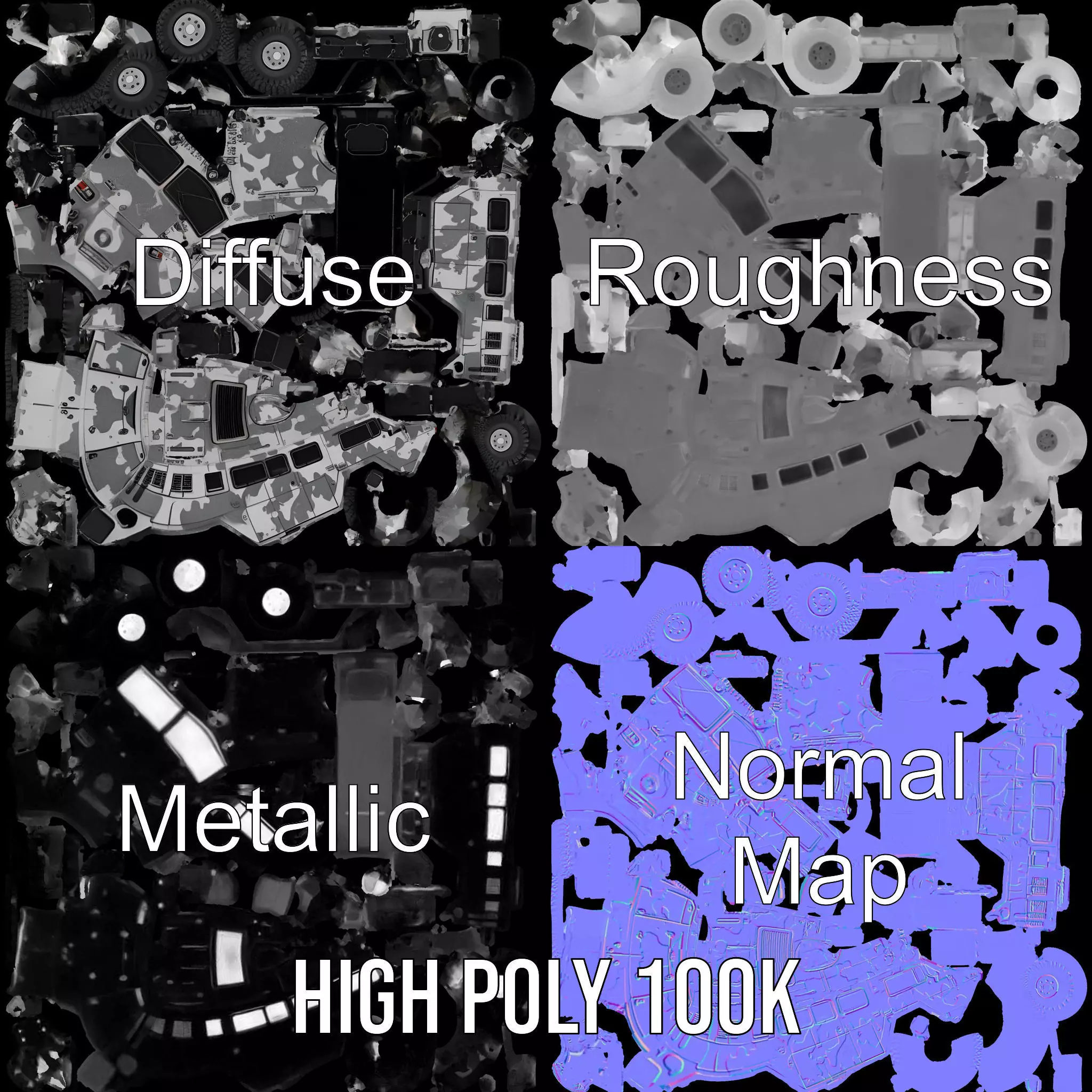 Camouflage Armored Vehicle model pack Low-poly 3D model_4