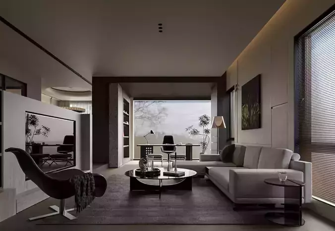 modern living and dining room interior 