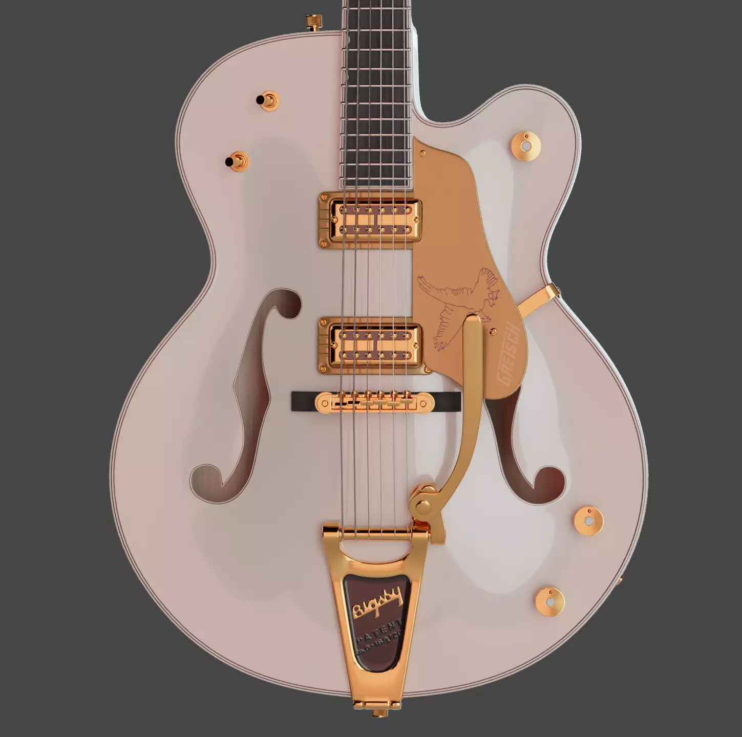 Gretsch White Falcon AR ready Low-poly 3D model_0