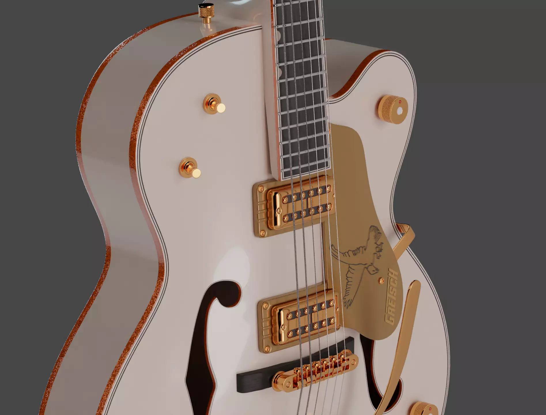 Gretsch White Falcon AR ready Low-poly 3D model_3