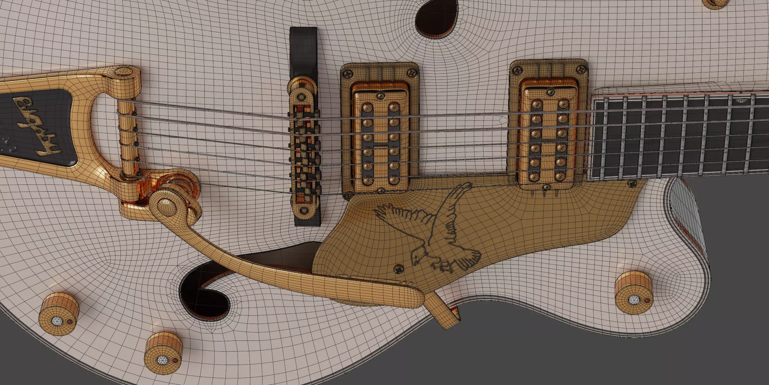 Gretsch White Falcon AR ready Low-poly 3D model_12