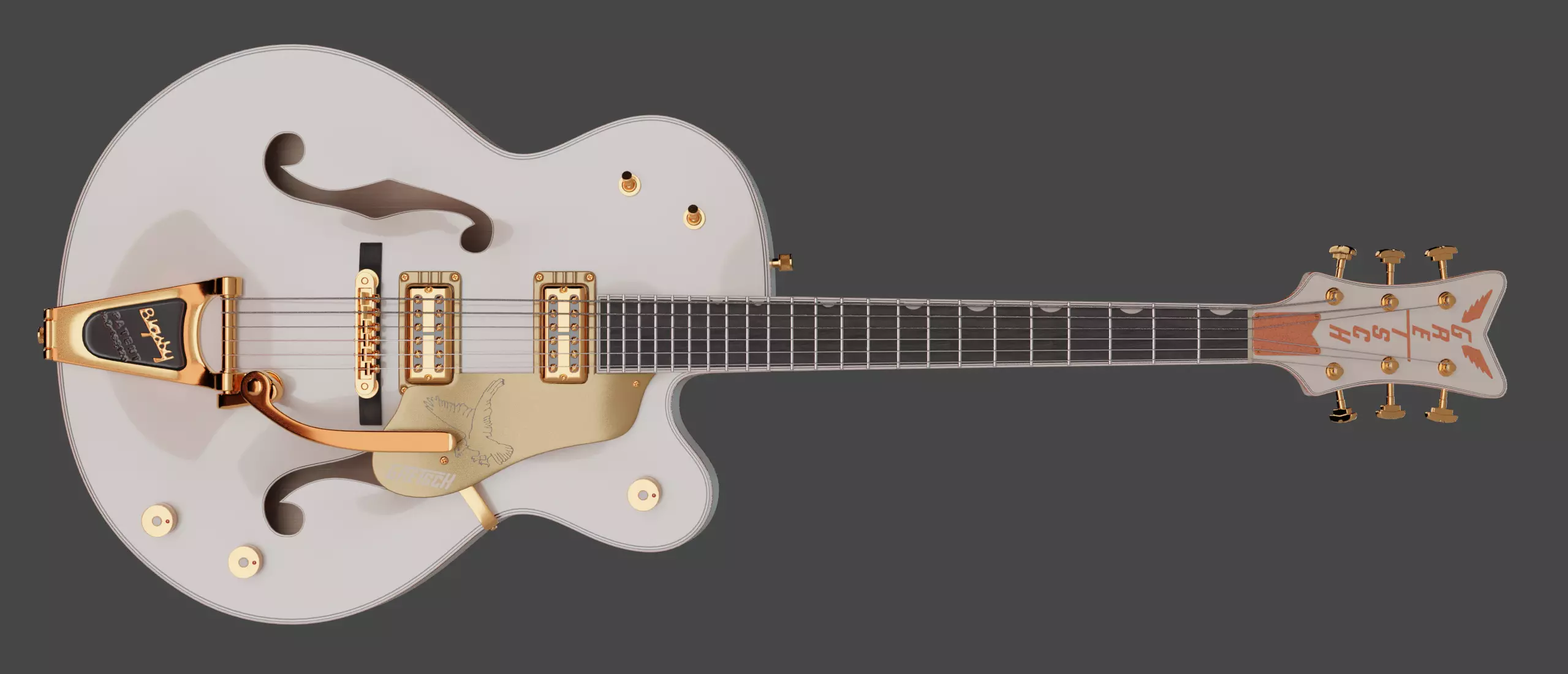 Gretsch White Falcon AR ready Low-poly 3D model_1