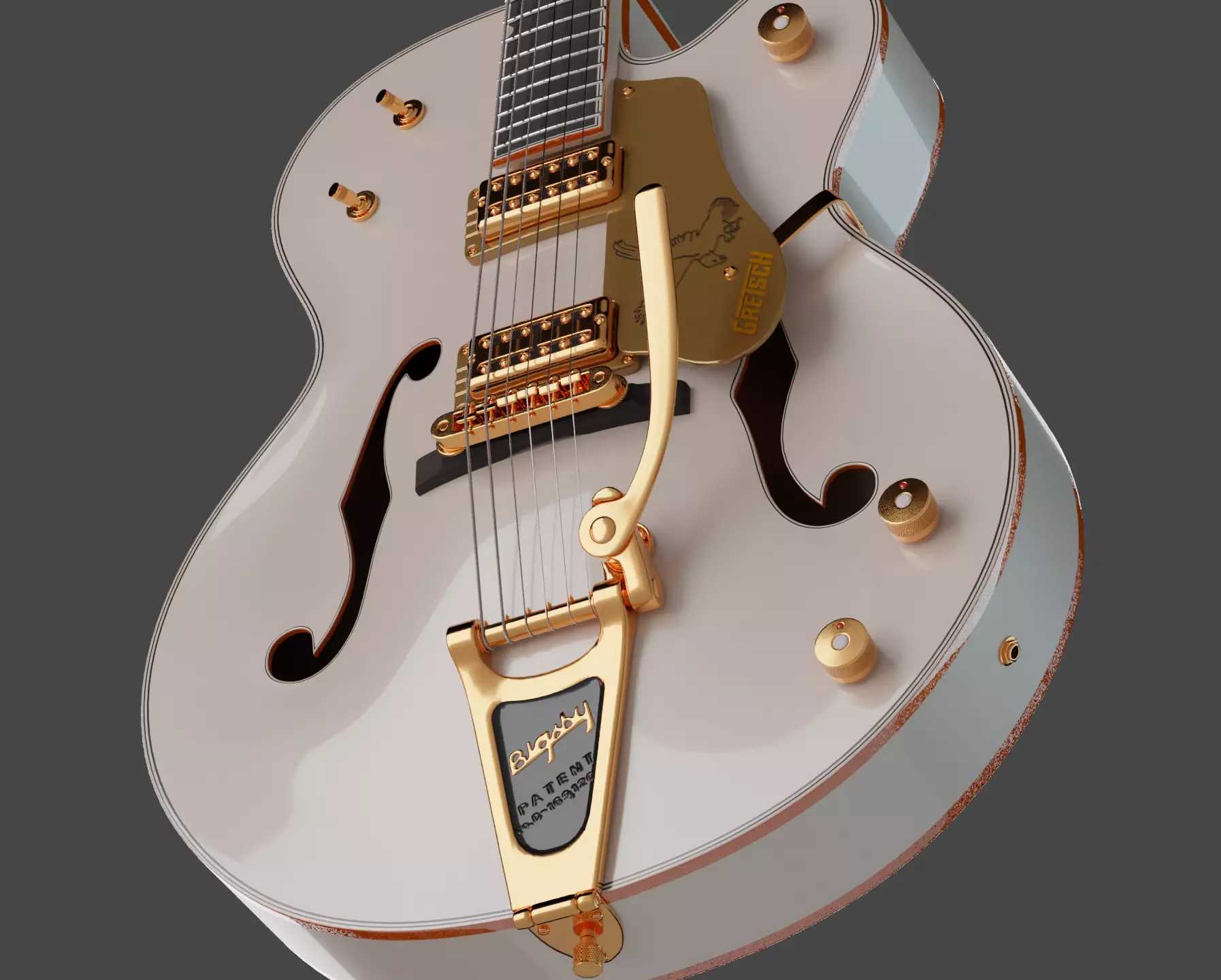 Gretsch White Falcon AR ready Low-poly 3D model_6