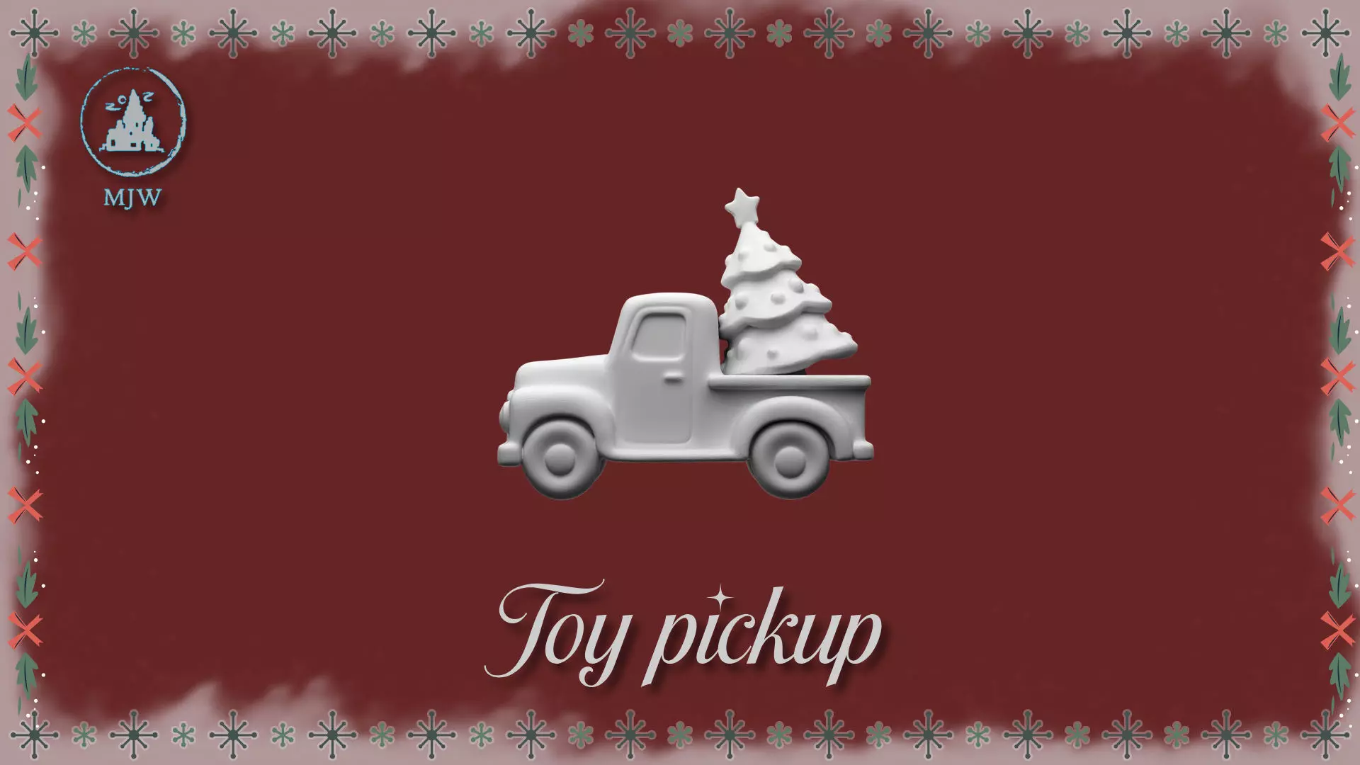 Vintage Christmas Toy Pickup with Tree  3D STL Miniature 3D print model_3
