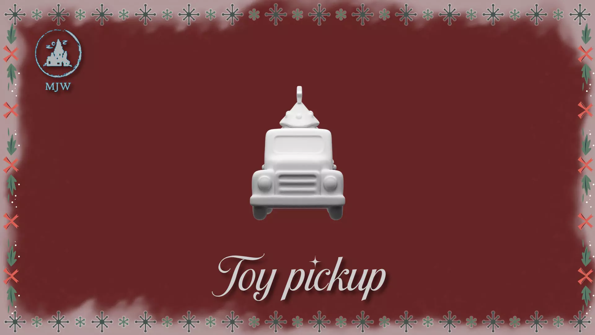 Vintage Christmas Toy Pickup with Tree  3D STL Miniature 3D print model_9
