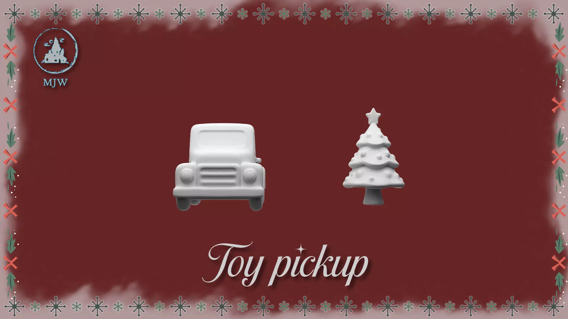 Vintage Christmas Toy Pickup with Tree  3D STL Miniature 3D print model_7