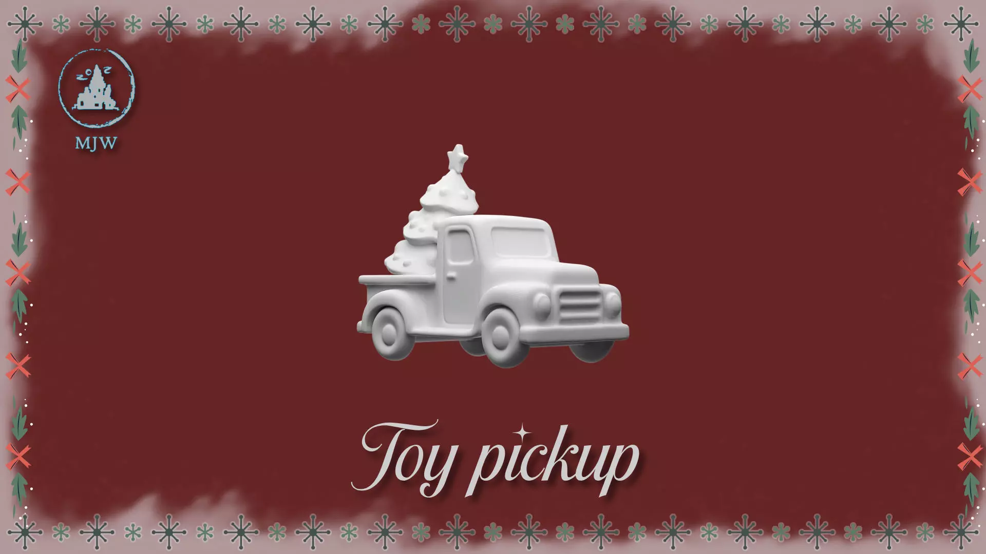 Vintage Christmas Toy Pickup with Tree  3D STL Miniature 3D print model_5