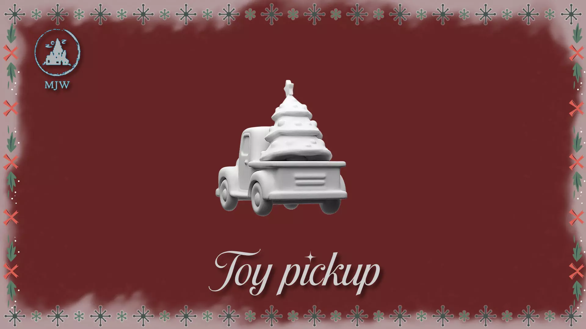 Vintage Christmas Toy Pickup with Tree  3D STL Miniature 3D print model_1