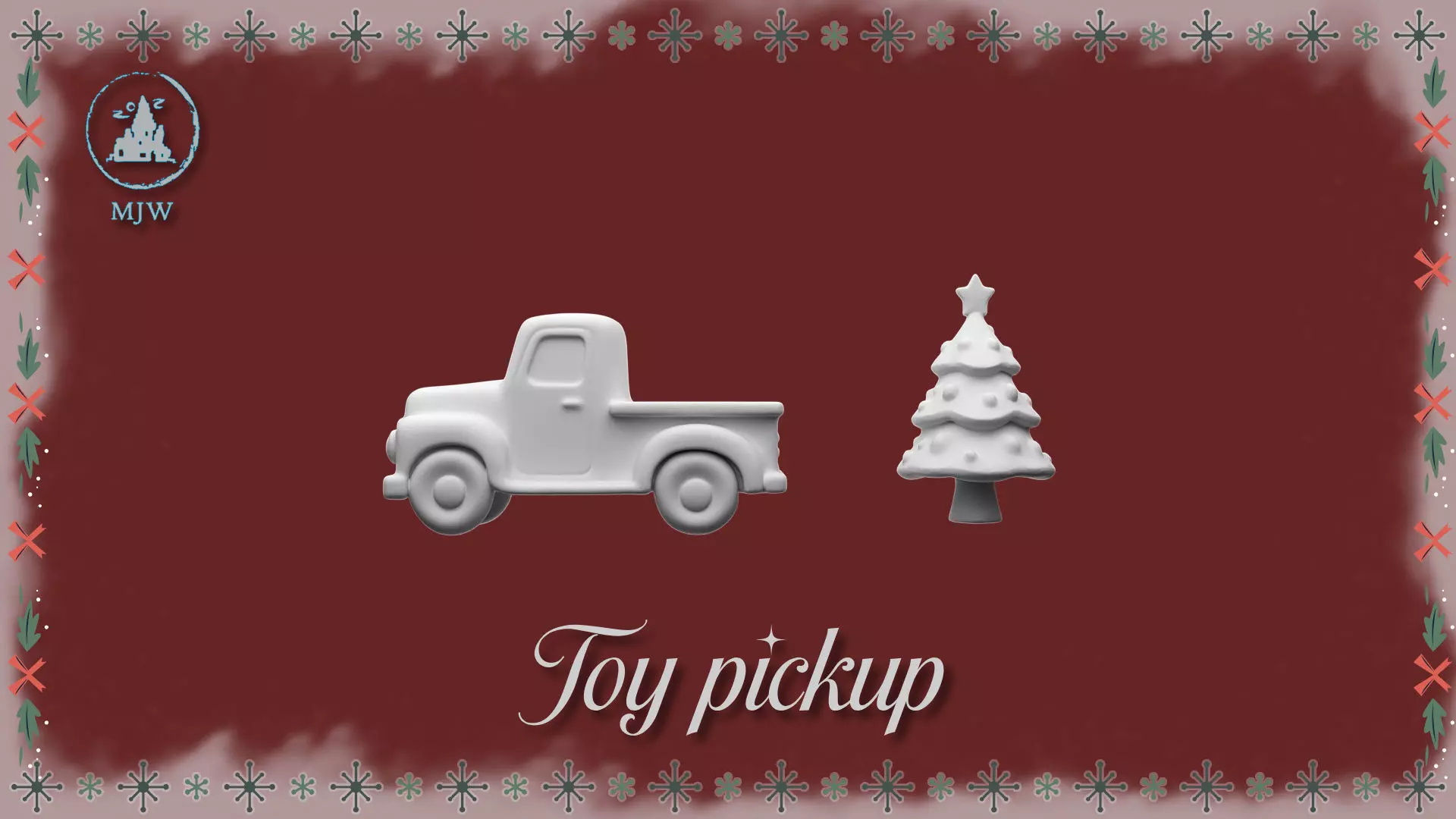 Vintage Christmas Toy Pickup with Tree  3D STL Miniature 3D print model_2