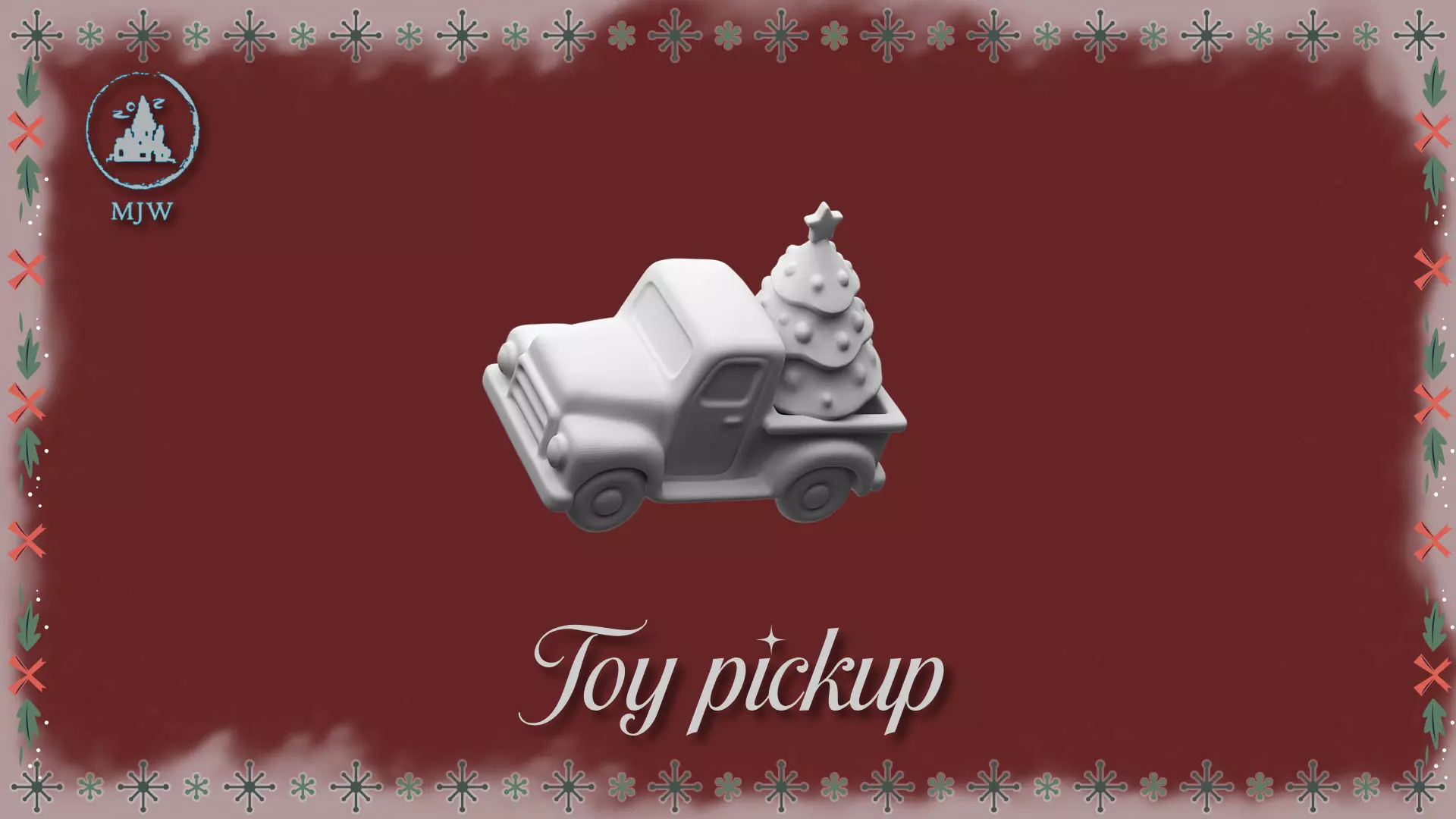 Vintage Christmas Toy Pickup with Tree  3D STL Miniature 3D print model_4