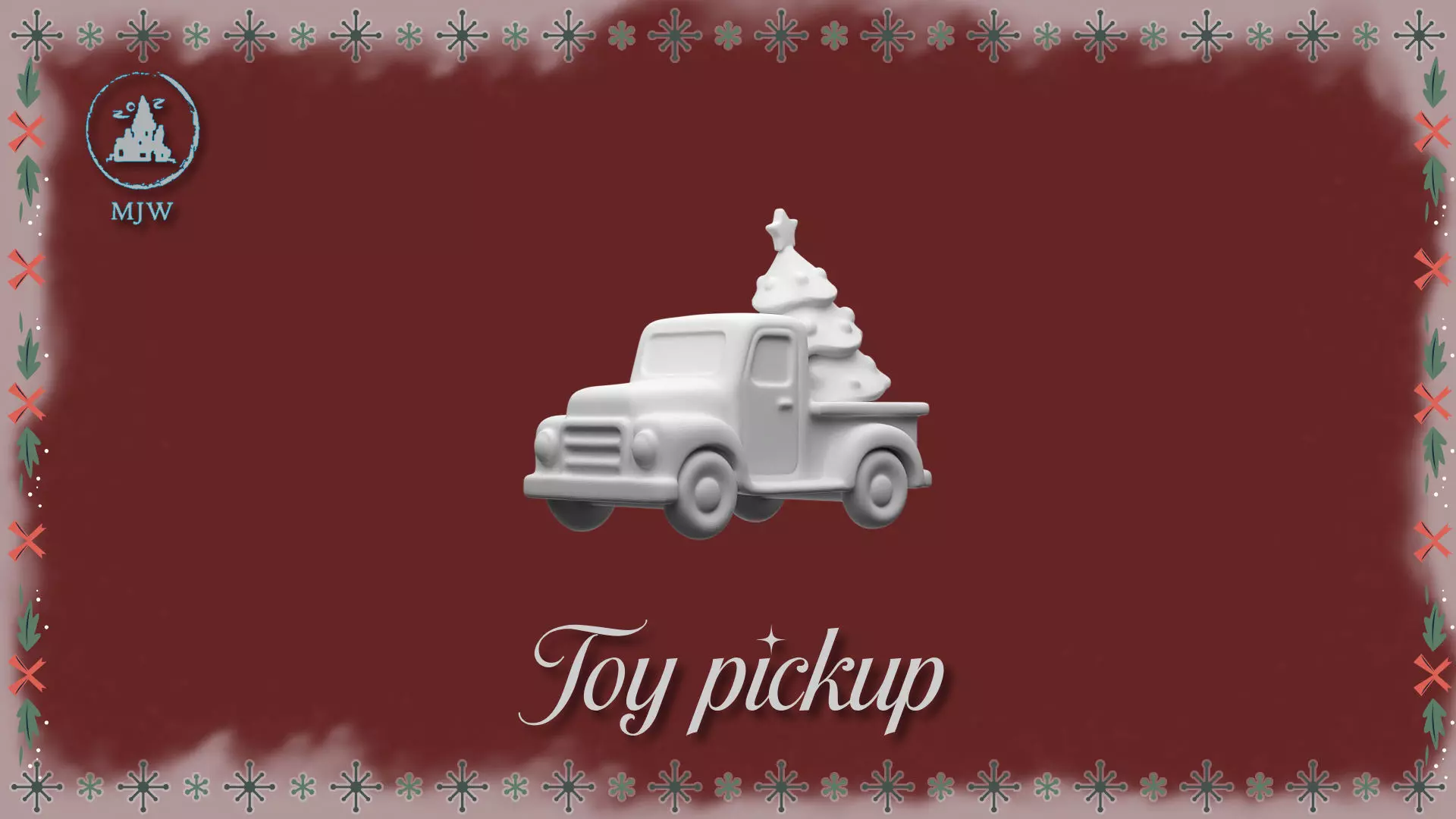Vintage Christmas Toy Pickup with Tree  3D STL Miniature 3D print model_0