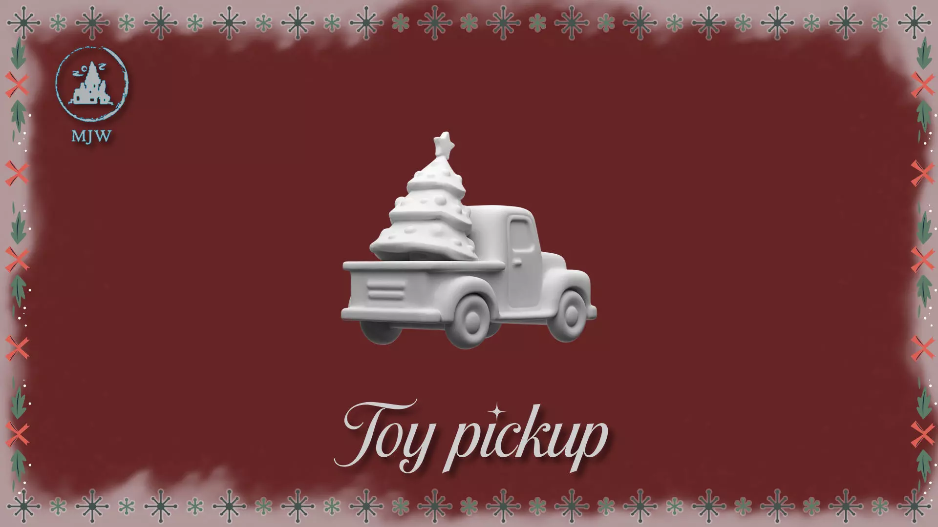Vintage Christmas Toy Pickup with Tree  3D STL Miniature 3D print model_8