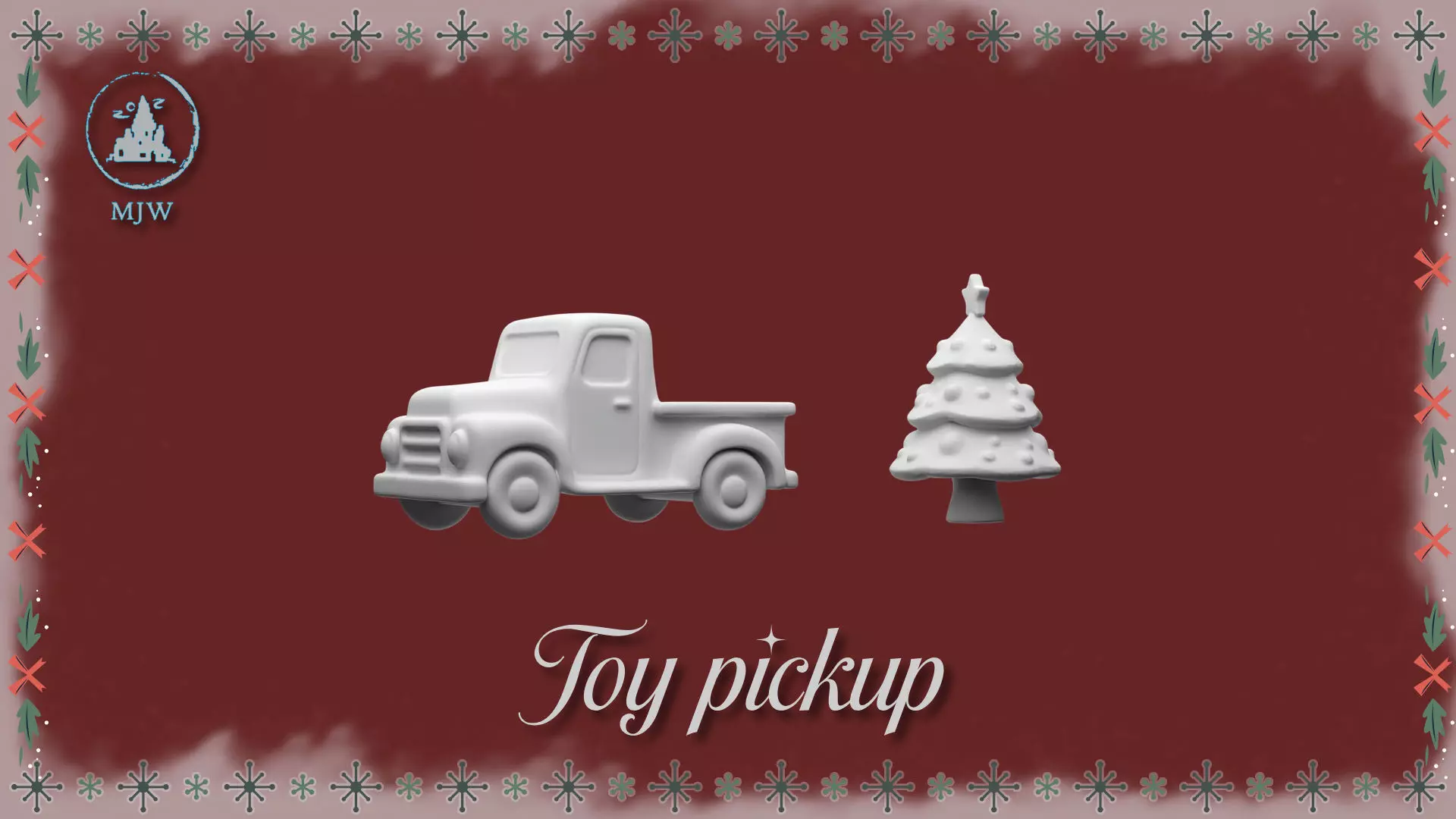 Vintage Christmas Toy Pickup with Tree  3D STL Miniature 3D print model_11