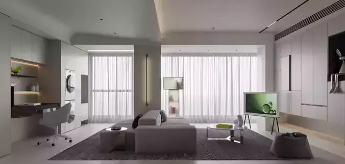 modern living and dining room interior 