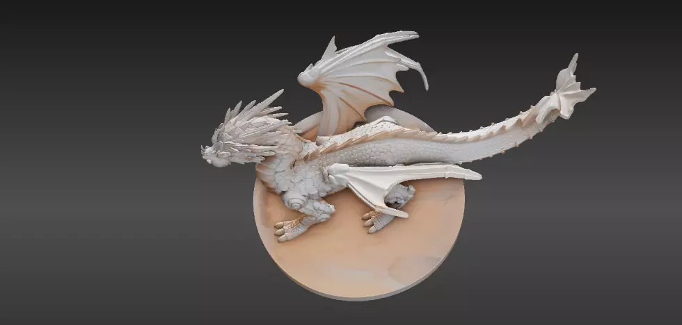 Articulated Dragon Miniature 3D Print Model Fantasy Creature Low-poly 3D model_2