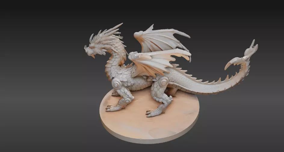 Articulated Dragon Miniature 3D Print Model Fantasy Creature Low-poly 3D model_6
