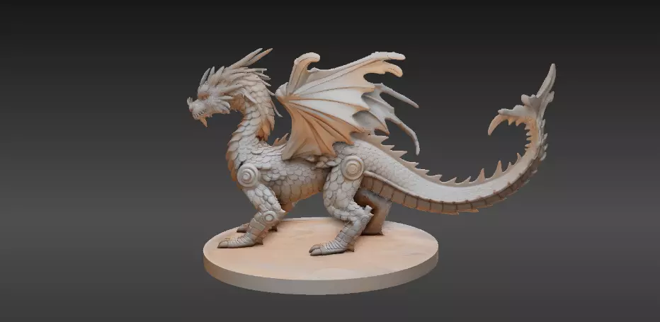 Articulated Dragon Miniature 3D Print Model Fantasy Creature Low-poly 3D model_0