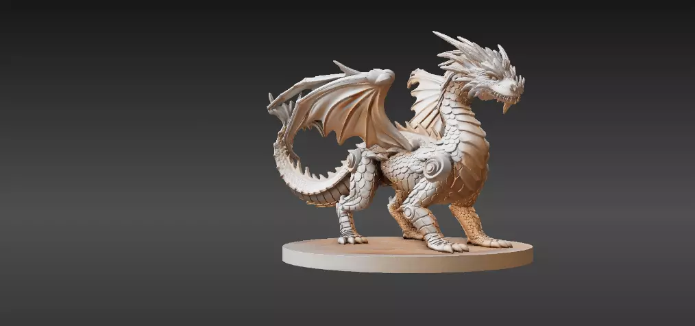 Articulated Dragon Miniature 3D Print Model Fantasy Creature Low-poly 3D model_3