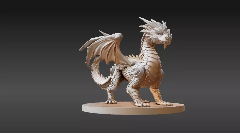 Articulated Dragon Miniature 3D Print Model Fantasy Creature Low-poly 3D model_4