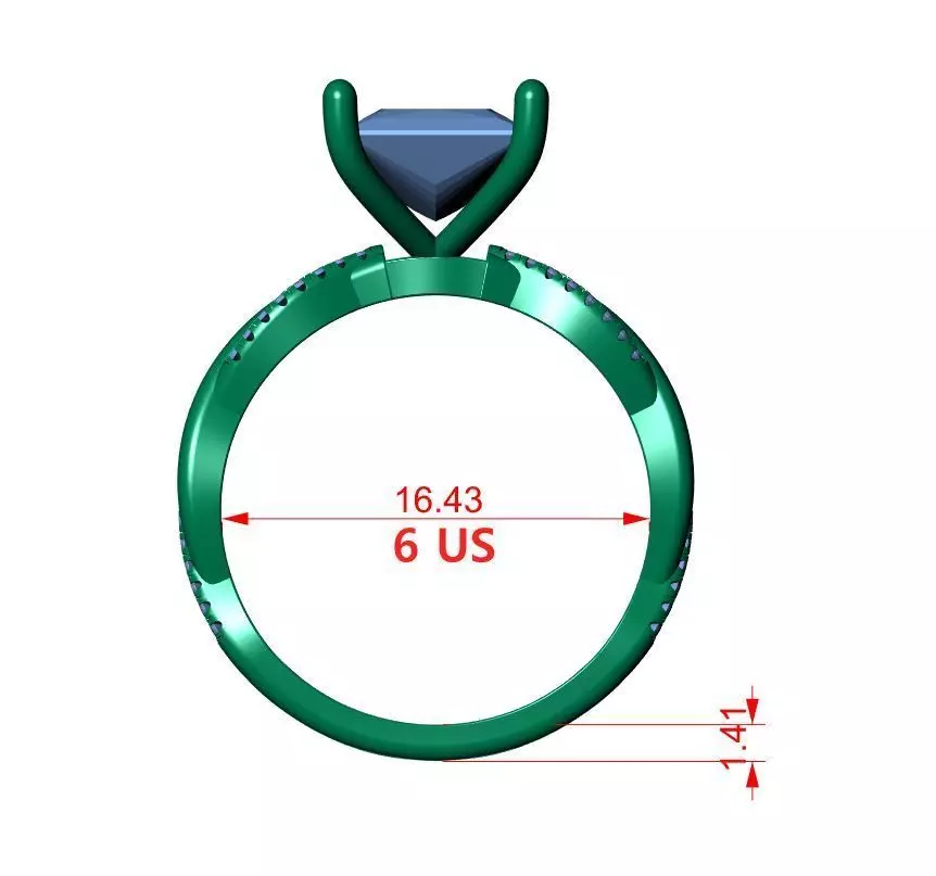 PRINCESS ENGAGEMENT RING 3D print model_14