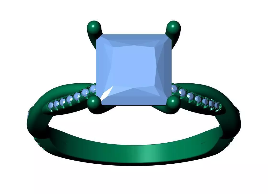 PRINCESS ENGAGEMENT RING 3D print model_13