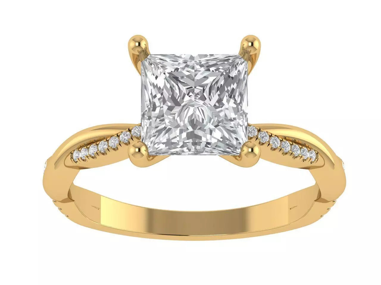PRINCESS ENGAGEMENT RING 3D print model_4