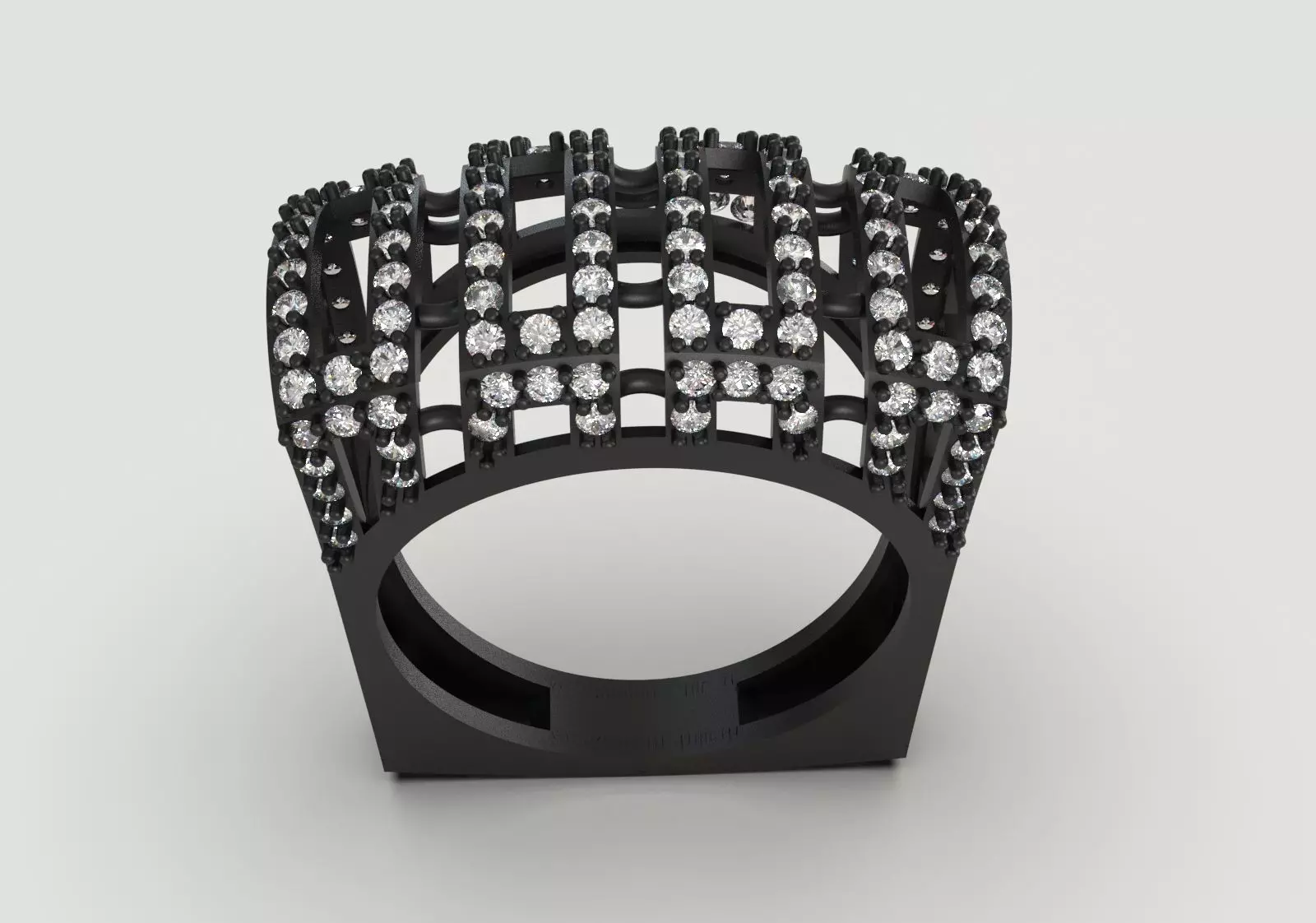 Cigar Band Diamond Grid Design stl 3dm ring model jr00262 3D print model_16