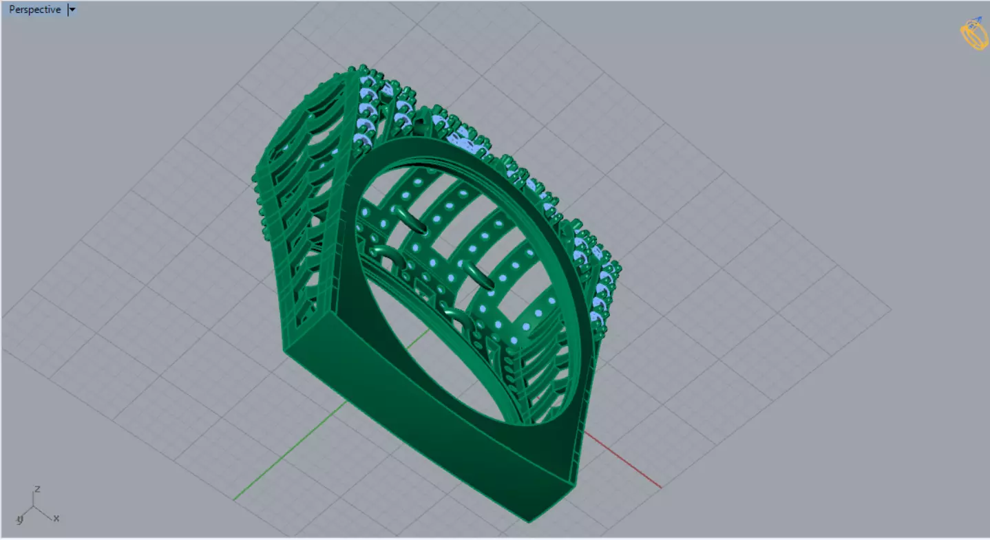 Cigar Band Diamond Grid Design stl 3dm ring model jr00262 3D print model_10