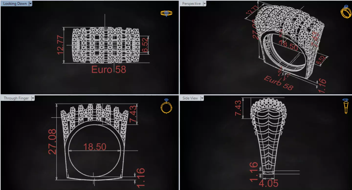 Cigar Band Diamond Grid Design stl 3dm ring model jr00262 3D print model_19
