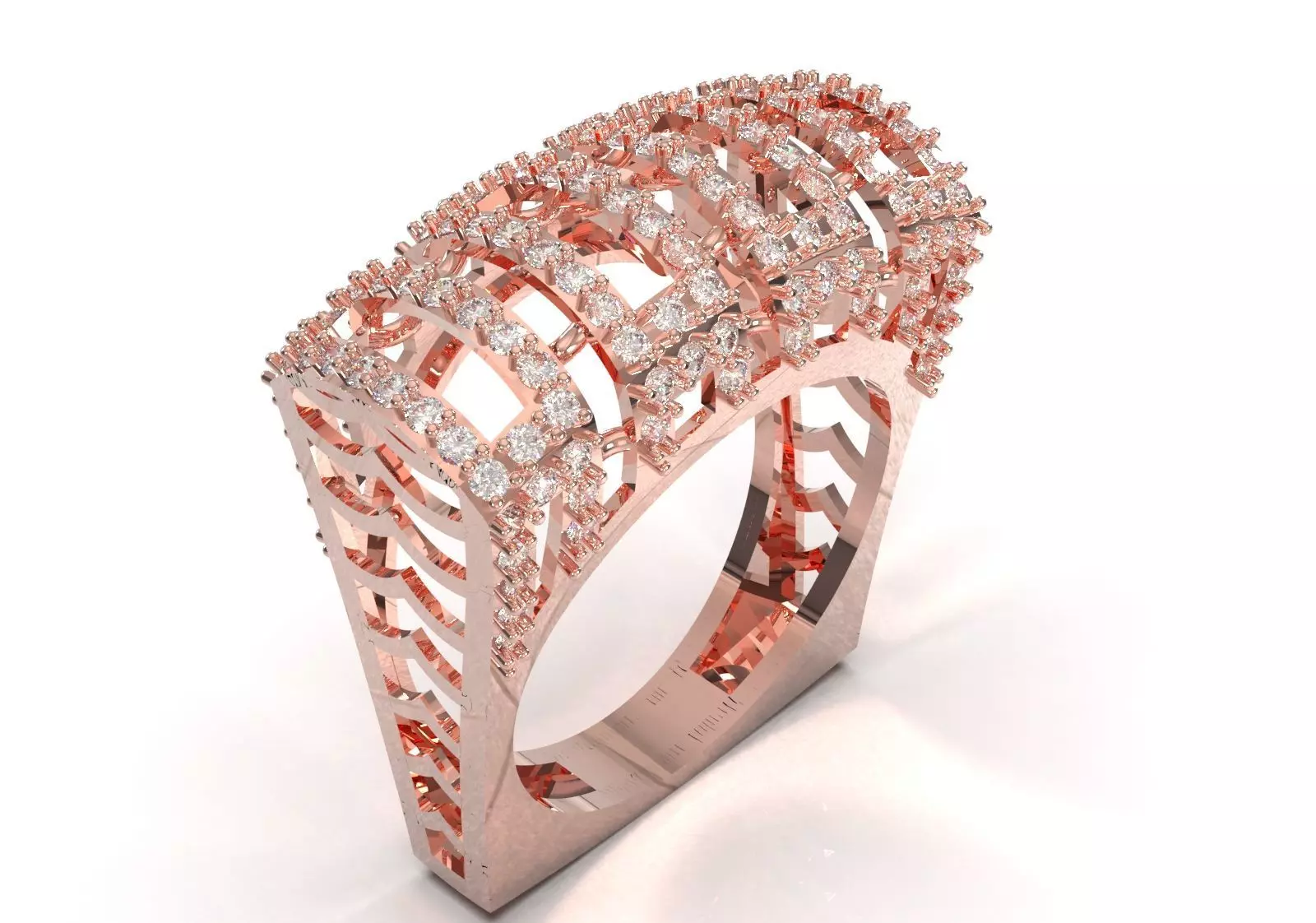 Cigar Band Diamond Grid Design stl 3dm ring model jr00262 3D print model_13