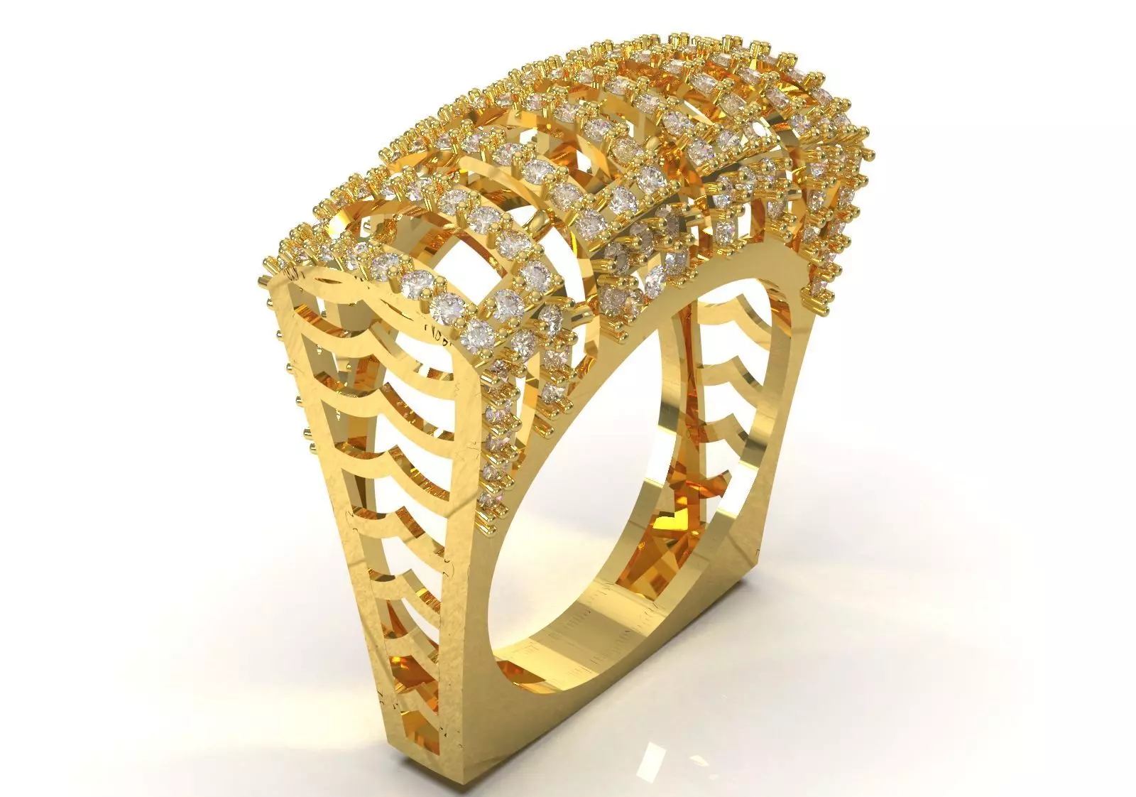 Cigar Band Diamond Grid Design stl 3dm ring model jr00262 3D print model_1