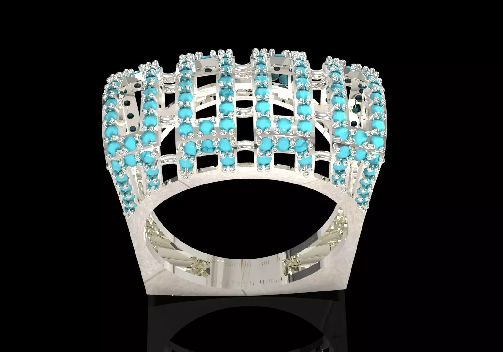 Cigar Band Diamond Grid Design stl 3dm ring model jr00262 3D print model_15