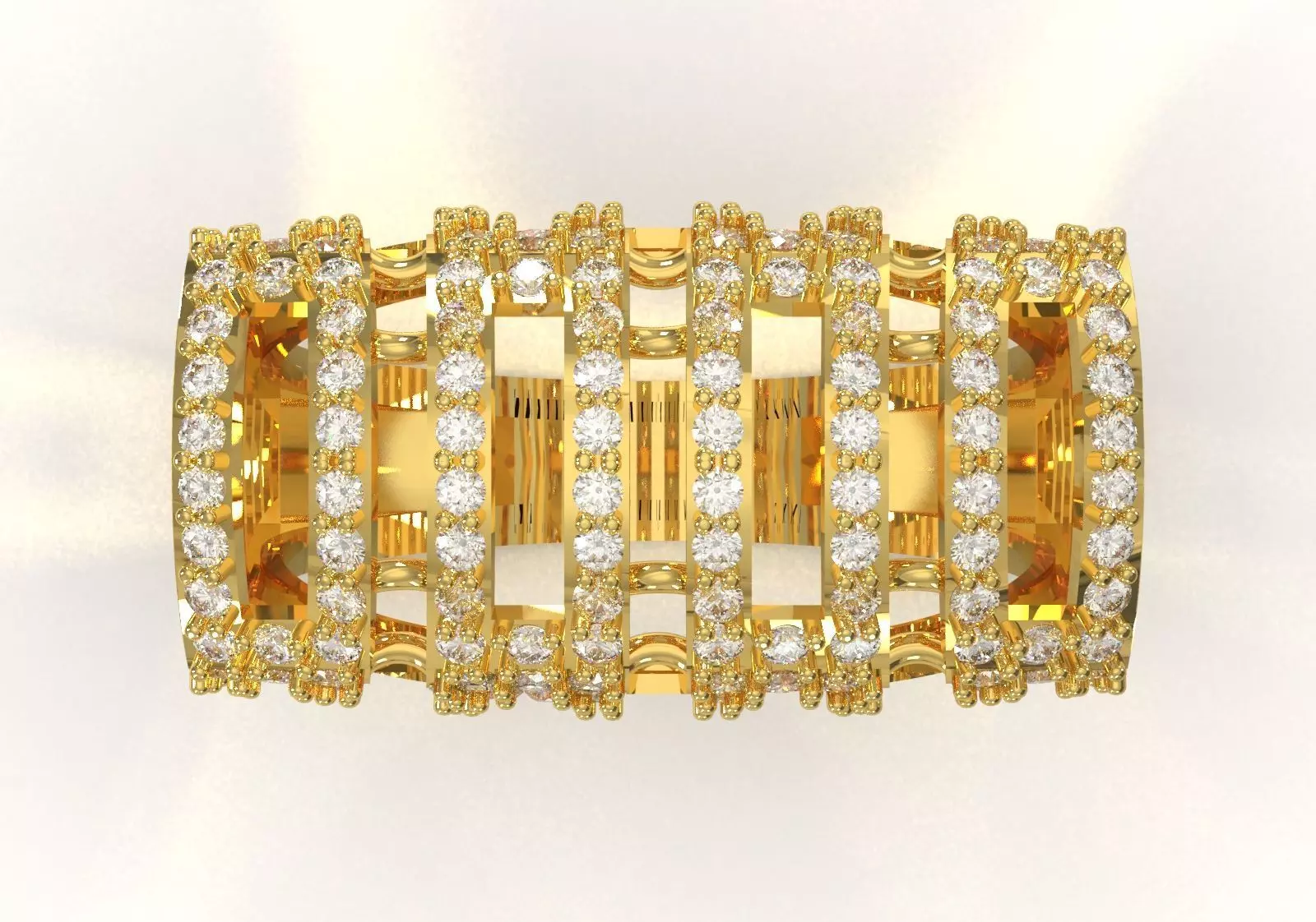 Cigar Band Diamond Grid Design stl 3dm ring model jr00262 3D print model_4