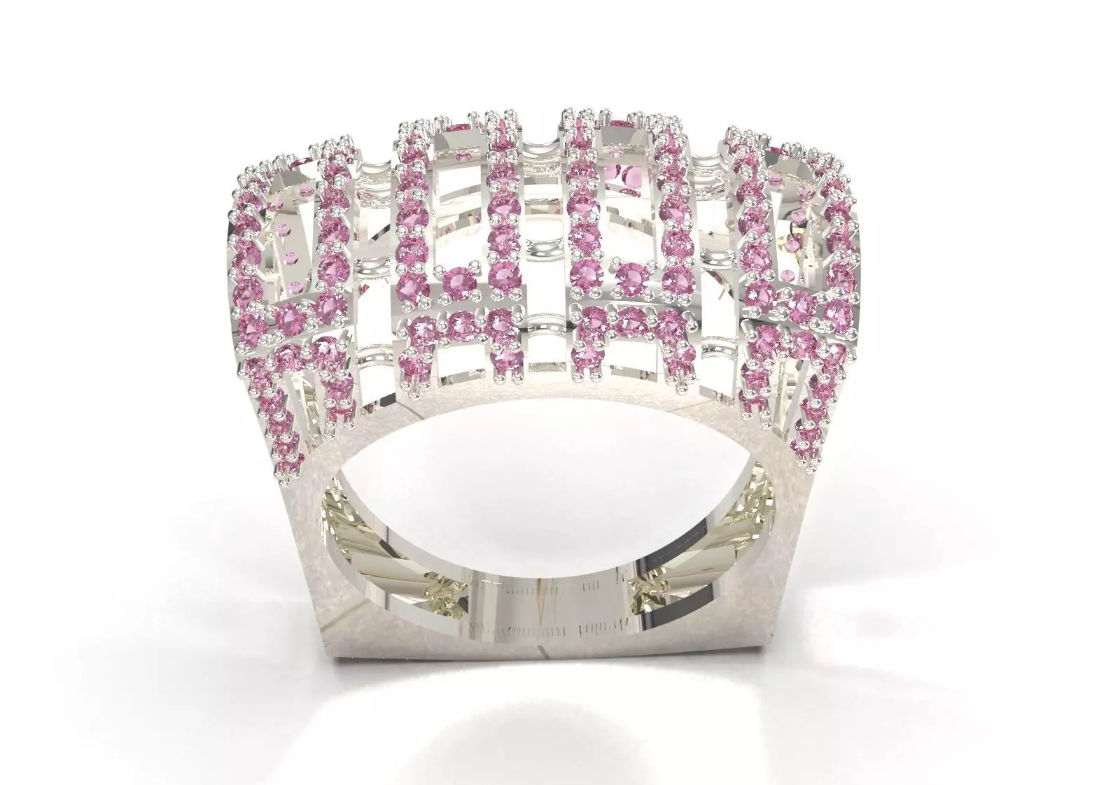 Cigar Band Diamond Grid Design stl 3dm ring model jr00262 3D print model_14