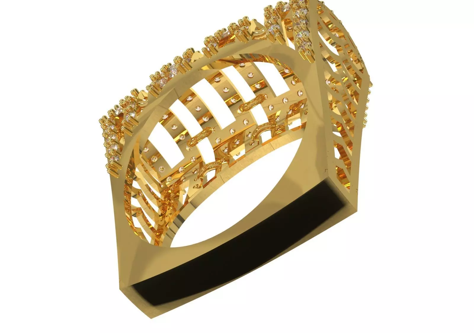 Cigar Band Diamond Grid Design stl 3dm ring model jr00262 3D print model_11