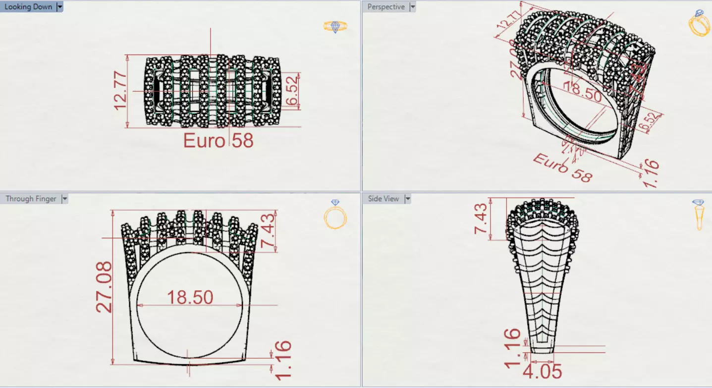 Cigar Band Diamond Grid Design stl 3dm ring model jr00262 3D print model_20