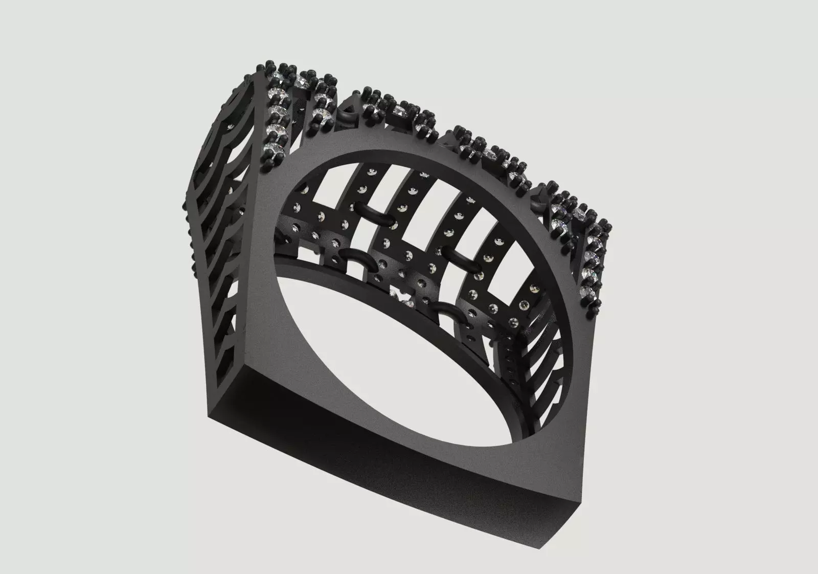 Cigar Band Diamond Grid Design stl 3dm ring model jr00262 3D print model_17